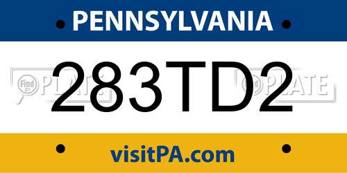 283TD2 Pennsylvania License Plate