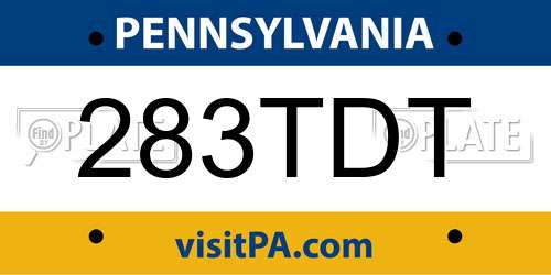 283TDT Pennsylvania License Plate