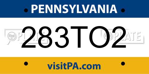 283TO2 Pennsylvania License Plate