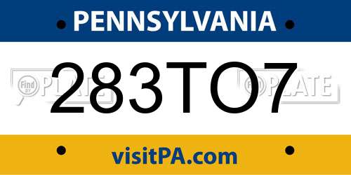 283TO7 Pennsylvania License Plate