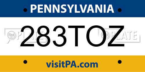 283TOZ Pennsylvania License Plate