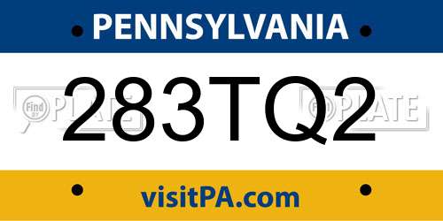 283TQ2 Pennsylvania License Plate