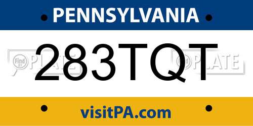 283TQT Pennsylvania License Plate