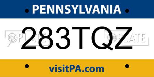 283TQZ Pennsylvania License Plate