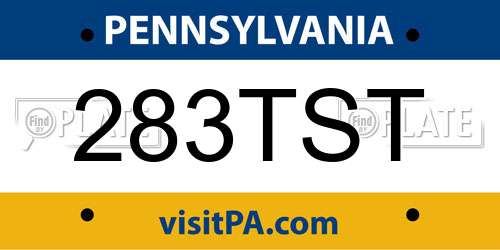 283TST Pennsylvania License Plate