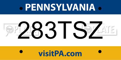 283TSZ Pennsylvania License Plate