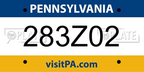 283Z02 Pennsylvania License Plate