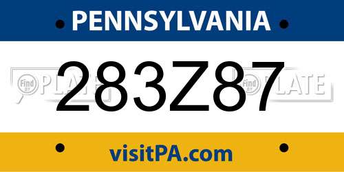 283Z87 Pennsylvania License Plate