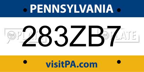 283ZB7 Pennsylvania License Plate