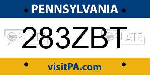 283ZBT Pennsylvania License Plate