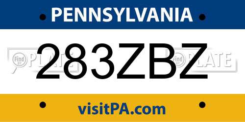 283ZBZ Pennsylvania License Plate