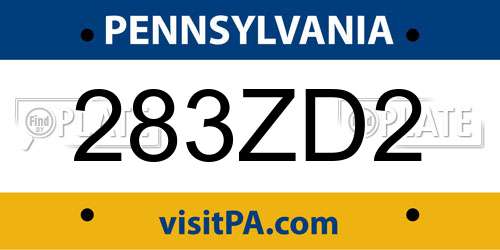 283ZD2 Pennsylvania License Plate