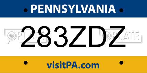 283ZDZ Pennsylvania License Plate