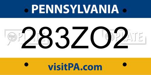 283ZO2 Pennsylvania License Plate