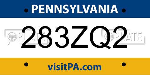 283ZQ2 Pennsylvania License Plate