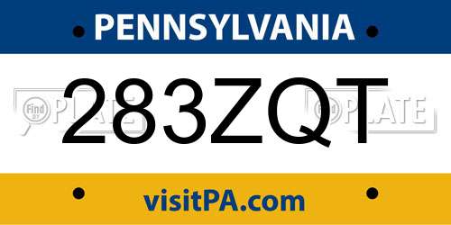 283ZQT Pennsylvania License Plate