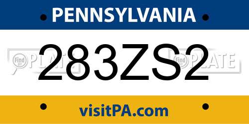 283ZS2 Pennsylvania License Plate