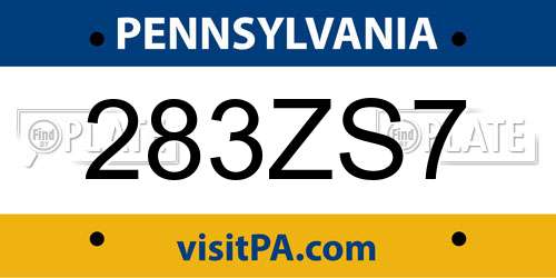 283ZS7 Pennsylvania License Plate