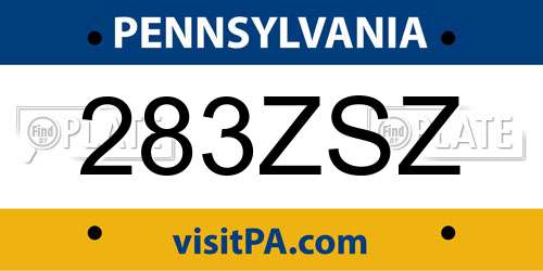 283ZSZ Pennsylvania License Plate