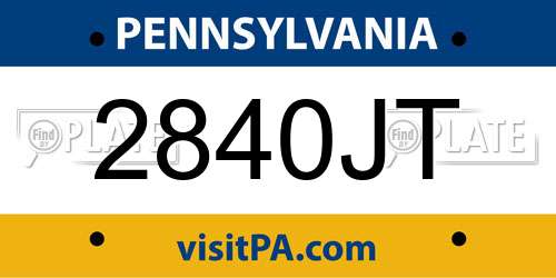 2840JT Pennsylvania License Plate