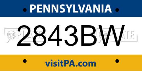 2843BW Pennsylvania License Plate