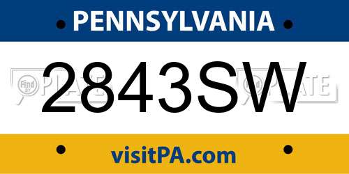 2843SW Pennsylvania License Plate