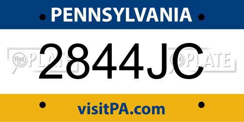 2844JC Pennsylvania License Plate