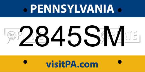 2845SM Pennsylvania License Plate