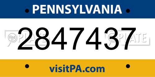 2847437 Pennsylvania License Plate