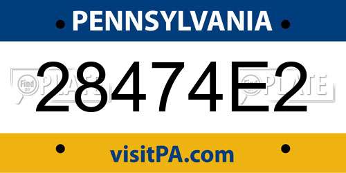 28474E2 Pennsylvania License Plate