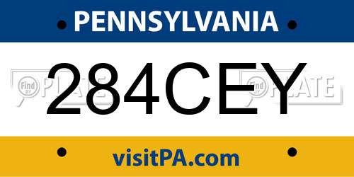 284CEY Pennsylvania License Plate