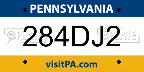284DJ2 Pennsylvania License Plate