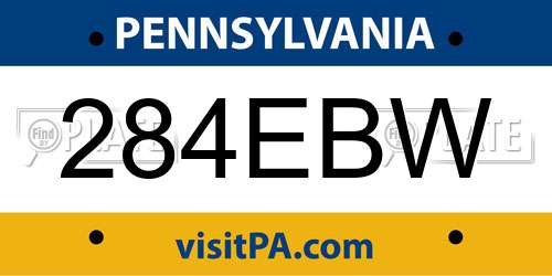 284EBW Pennsylvania License Plate