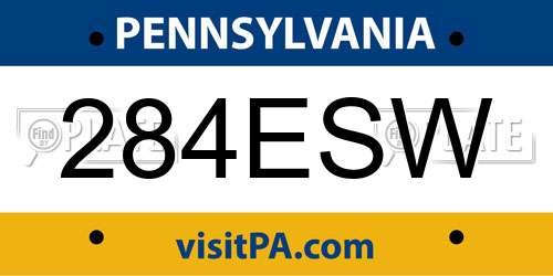 284ESW Pennsylvania License Plate