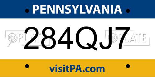 284QJ7 Pennsylvania License Plate