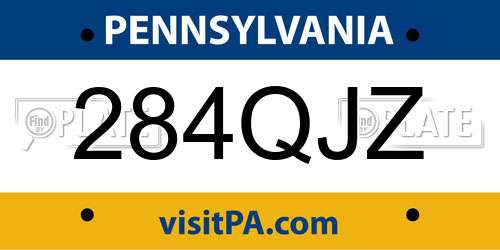 284QJZ Pennsylvania License Plate