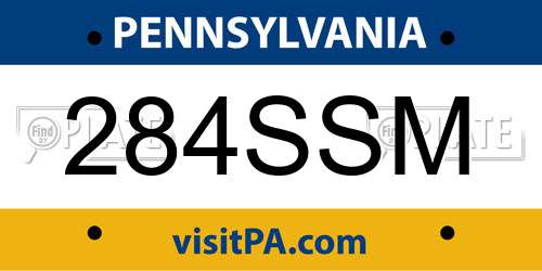 284SSM Pennsylvania License Plate