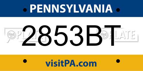 2853BT Pennsylvania License Plate