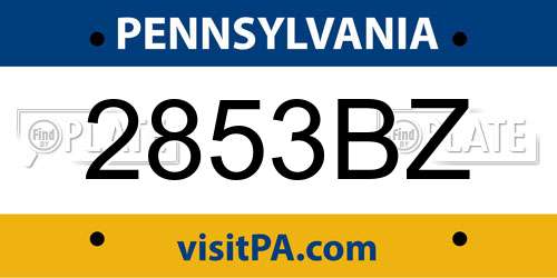 2853BZ Pennsylvania License Plate