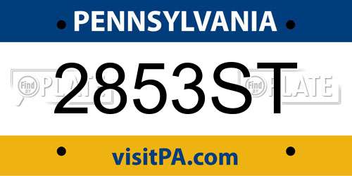 2853ST Pennsylvania License Plate