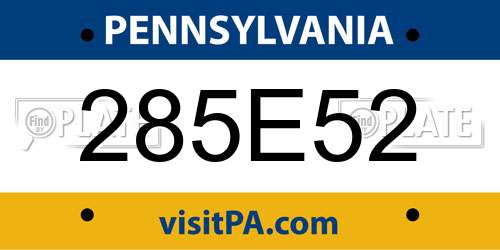 285E52 Pennsylvania License Plate