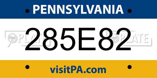 285E82 Pennsylvania License Plate
