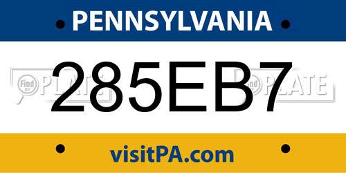 285EB7 Pennsylvania License Plate