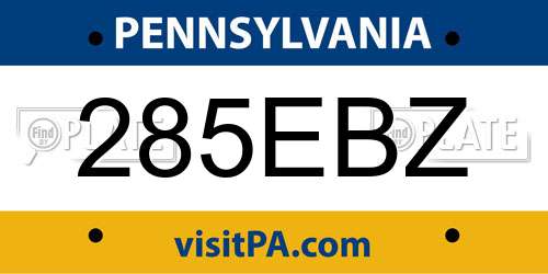 285EBZ Pennsylvania License Plate