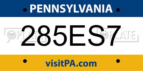285ES7 Pennsylvania License Plate