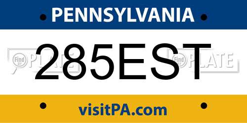 285EST Pennsylvania License Plate