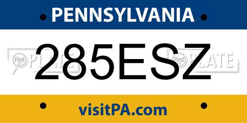 285ESZ Pennsylvania License Plate