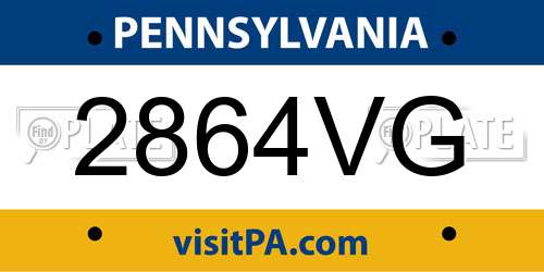 2864VG Pennsylvania License Plate