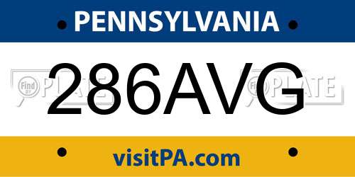 286AVG Pennsylvania License Plate