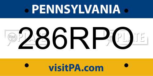 286RPO Pennsylvania License Plate